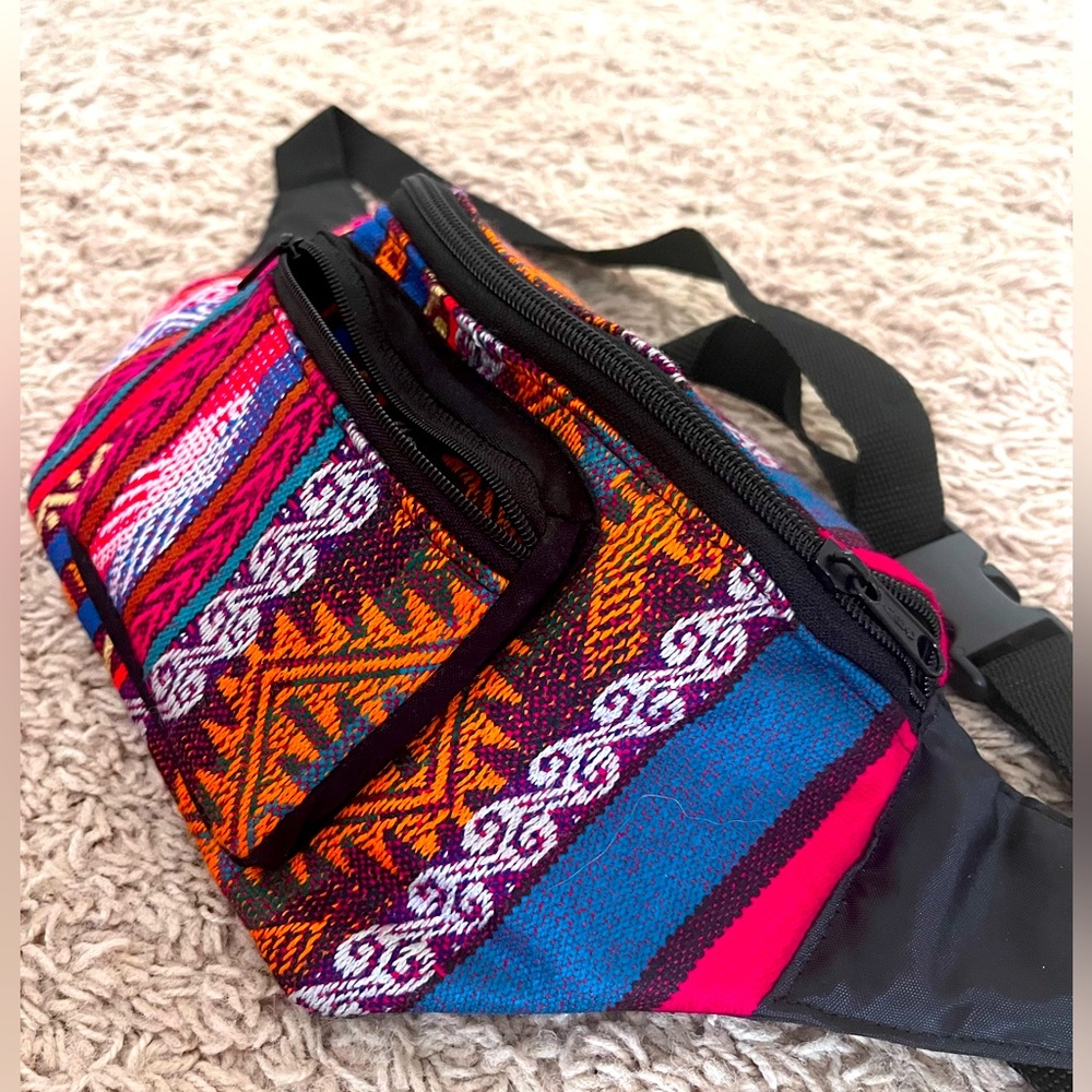 Patterned belt bag great for carrying what you need and staying trendy!